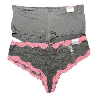 Cacique Underwear 2-Pair NWT 14/16 Black Boyshort Cheeky